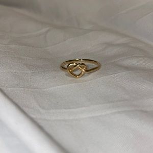 Gold Delicate Heart Knot Ring